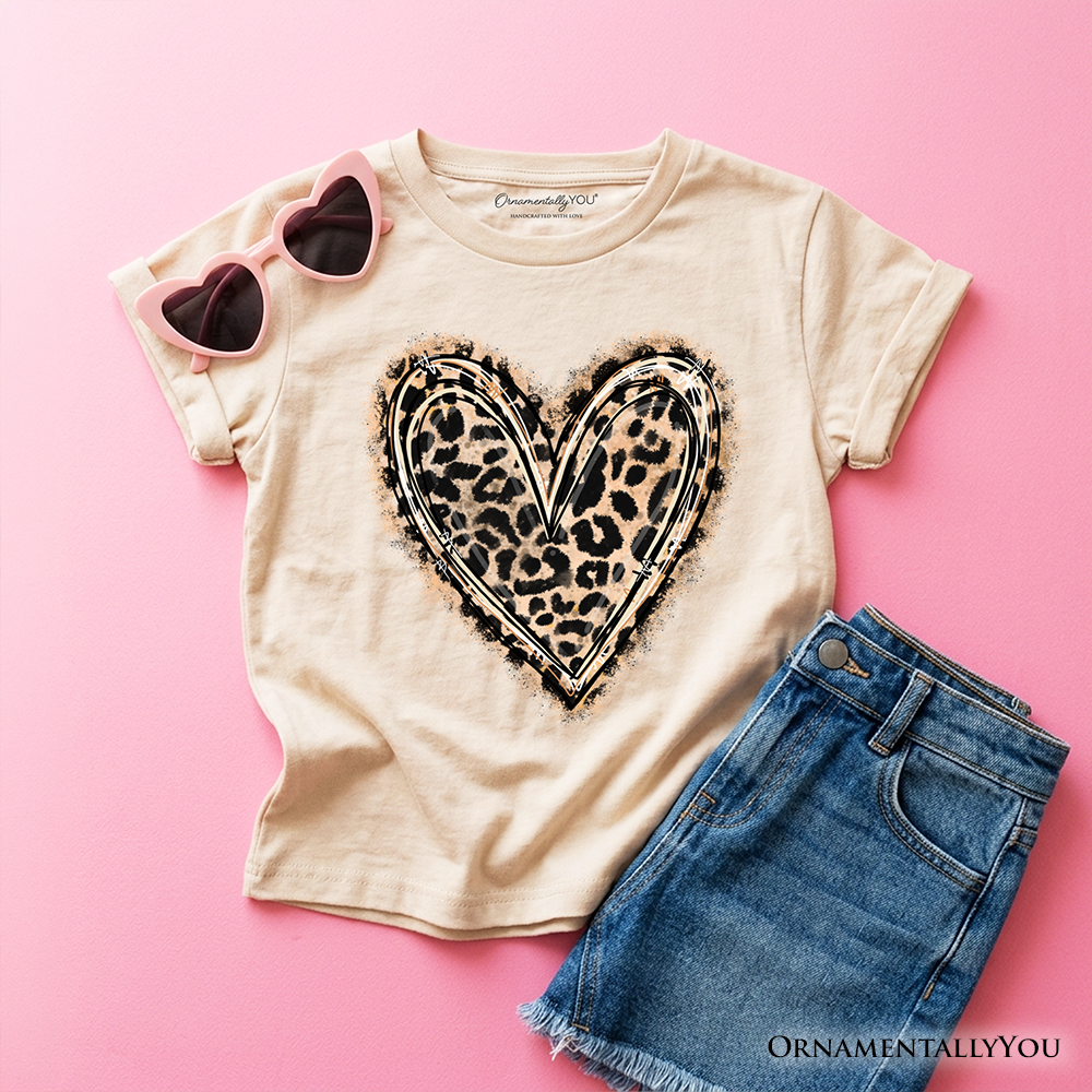Kids Cotton Tee and Leopard Heart Valentine