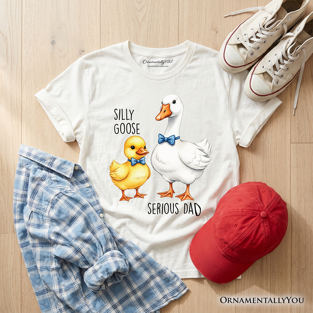 Cute Kids Silly Goose and Serious Dad Tie Shirt