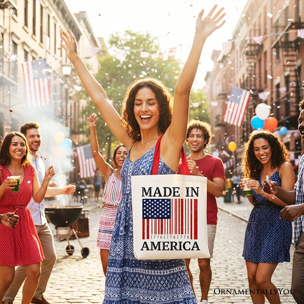 Patriotic American Barcode Canvas Tote Bag