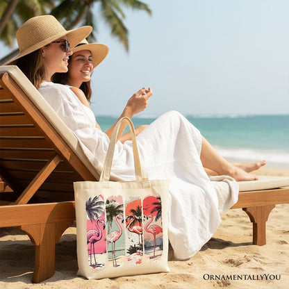 Vintage Flamingo Canvas Tote Bag and Beach Gift
