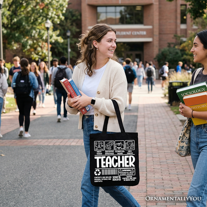 Funny Barcode Teacher Canvas Tote and Supplies