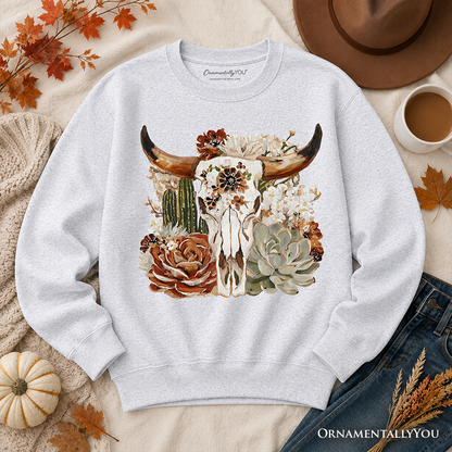Boho Floral Cow Skull Sweatshirt and Western Look