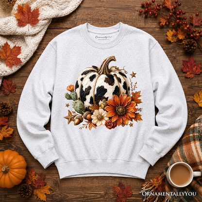 Cow and Pumpkin Floral Western Sweater for Fall
