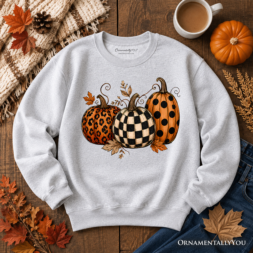 Leopard Checkered Pumpkin Sweatshirt and Fall