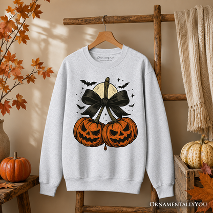 Soft Retro Pumpkin and Cherry Bow Sweatshirt