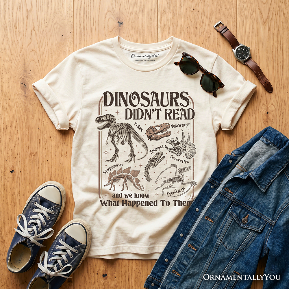 Funny Kids Dinosaur Did Not Read the Book Tee