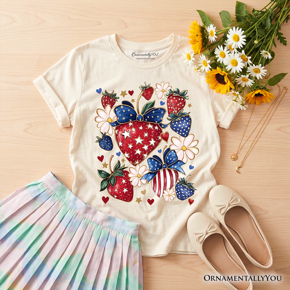 Kids Patriotic Strawberry Patch Tee and Gift