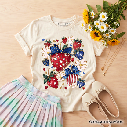 Kids Patriotic Strawberry Patch Tee and Gift