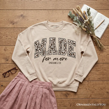 Sweatshirt Made For More leopard print beige with Ephesians 2:10 OrnamentallyYou on Tampa Home & Garden Store