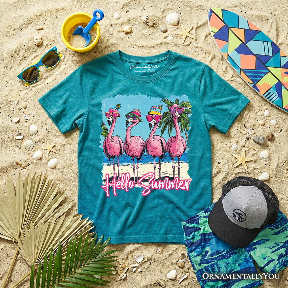 Soft Cotton Tee for Kids Flamingo Summer Beach