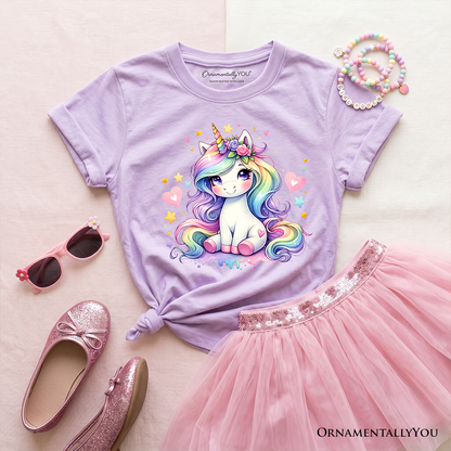 Adorable Rainbow Unicorn and Kids Cotton Tee