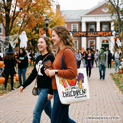I Smell Children Witch Teacher Canvas Tote Bag