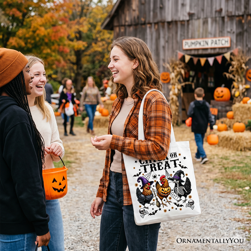 Chick or Treat Funny Chicken Canvas Tote Bag