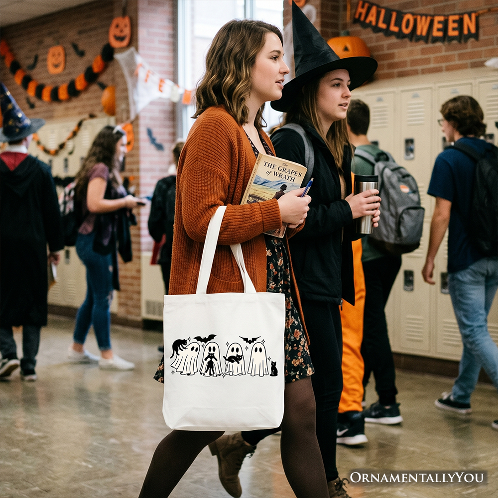 Cute Ghost Teacher Halloween Canvas Tote Bag