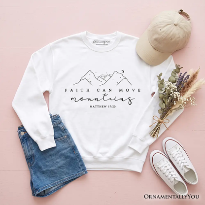 Faith Can Move Mountains sweatshirt OrnamentallyYou white minimalist mountains on Tampa Home & Garden Store
