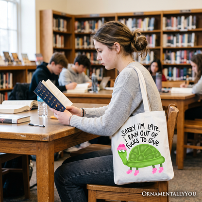 Sarcastic Turtle Tote Bag And A Funny Canvas Gift