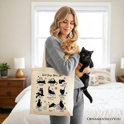 Christian God Says I Am Book Cat Tote Bag