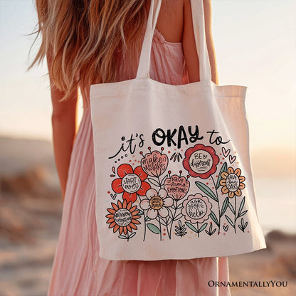Boho Floral Affirmation Canvas Tote Bag and Gifts