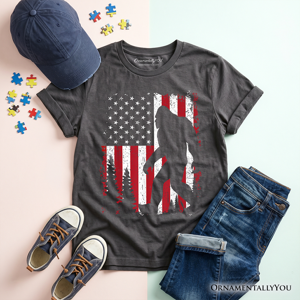 Youth Bigfoot and the American Flag Cotton Tee