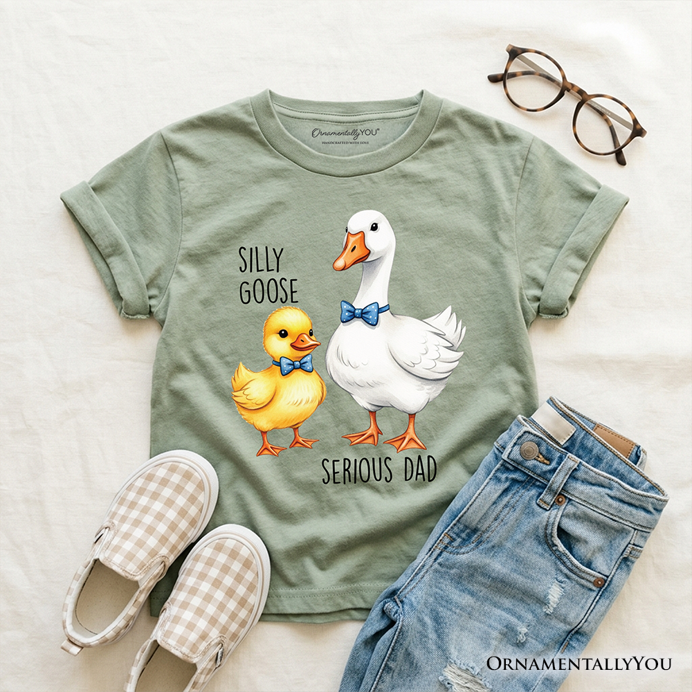 Cute Kids Silly Goose and Serious Dad Tie Shirt