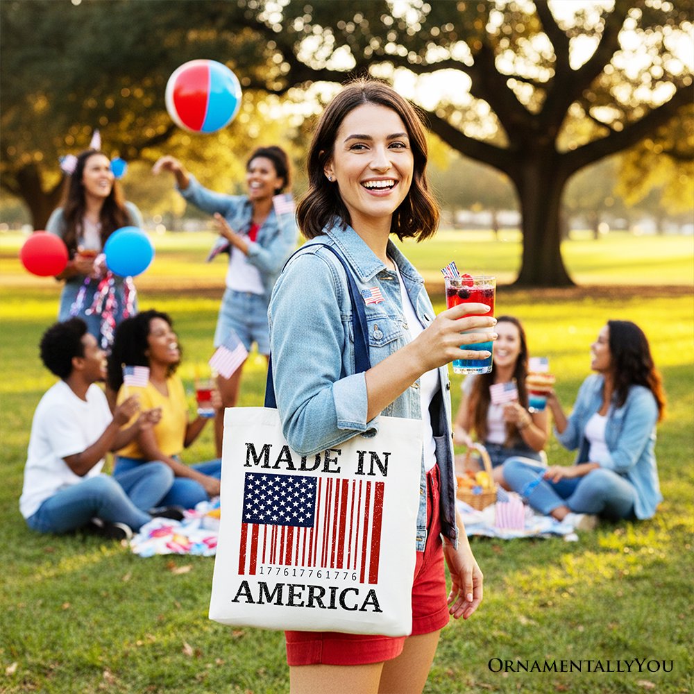 Patriotic American Barcode Canvas Tote Bag