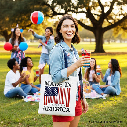 Patriotic American Barcode Canvas Tote Bag