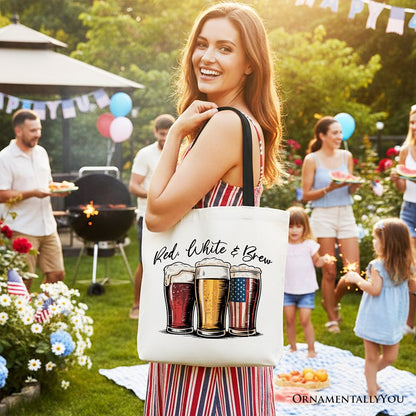 Red White and Brew Patriotic USA Canvas Tote
