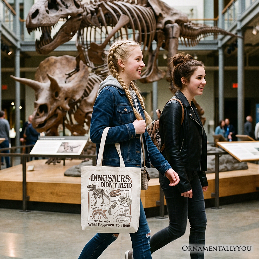 Dinosaur Tote Bag for Book Lover and Librarian