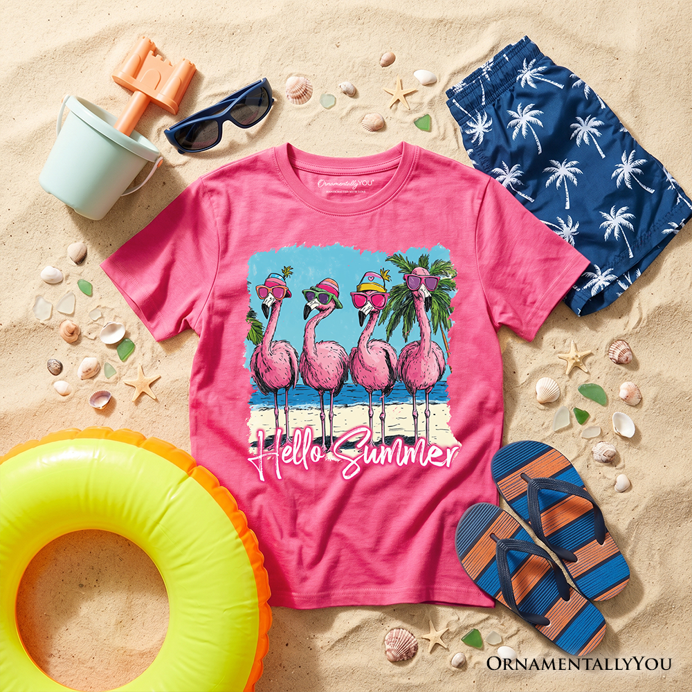 Soft Cotton Tee for Kids Flamingo Summer Beach