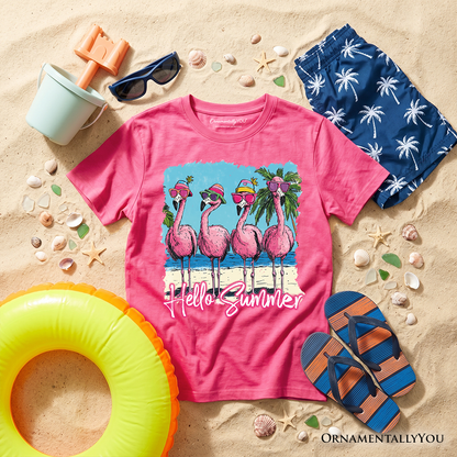 Soft Cotton Tee for Kids Flamingo Summer Beach