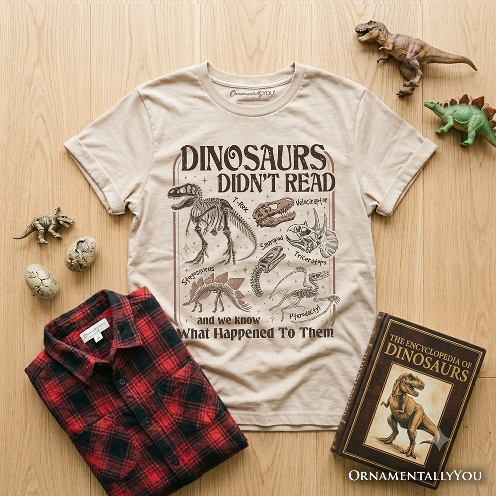 Funny Kids Dinosaur Did Not Read the Book Tee