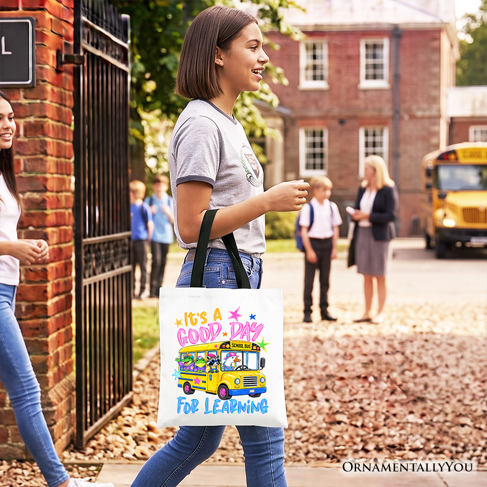 School Bus Good Day for Learning Canvas Tote