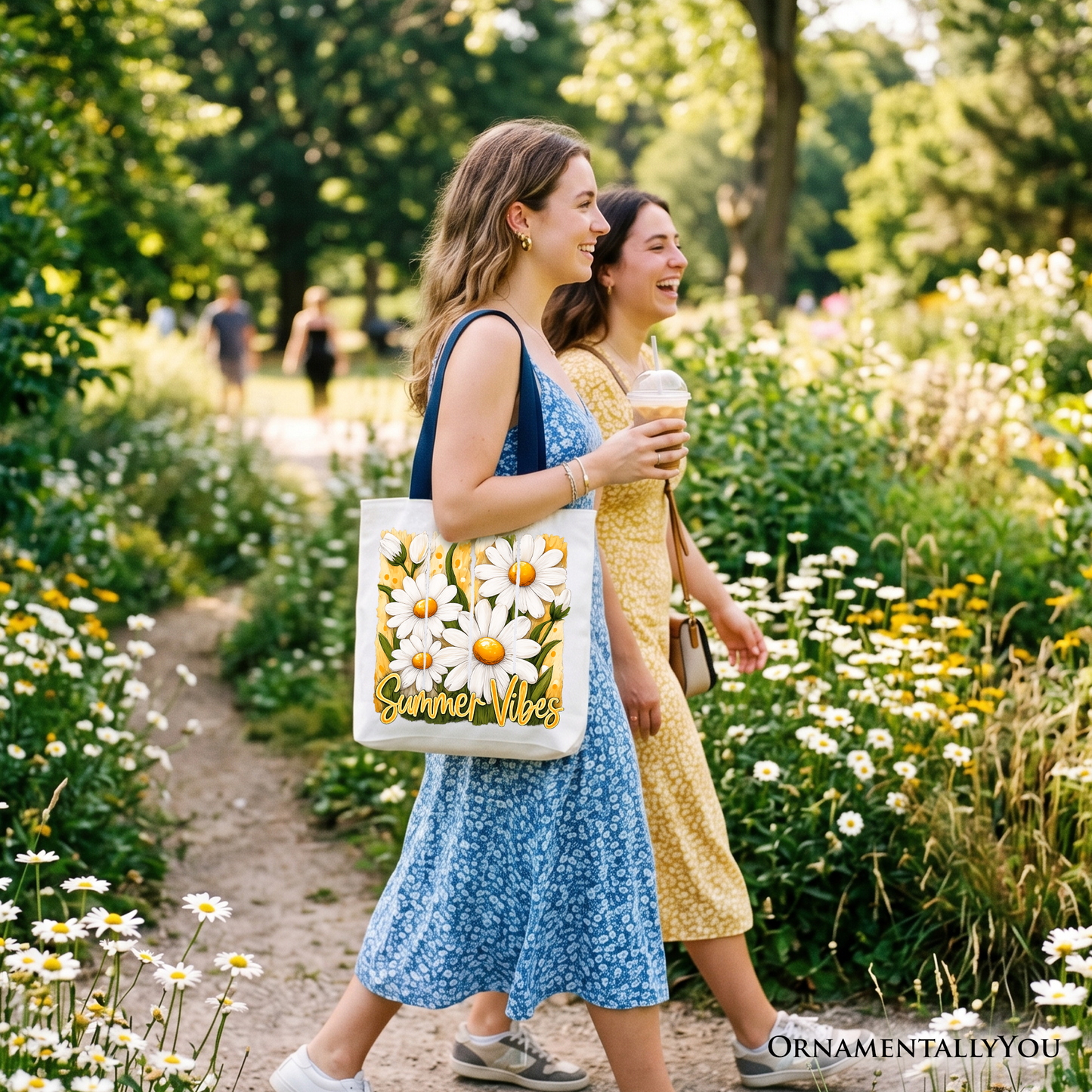 Cute Summer Daisy Canvas Tote Bag for Daily Use
