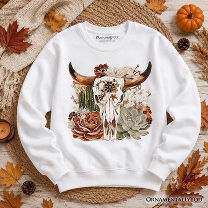 Boho Floral Cow Skull Sweatshirt and Western Look