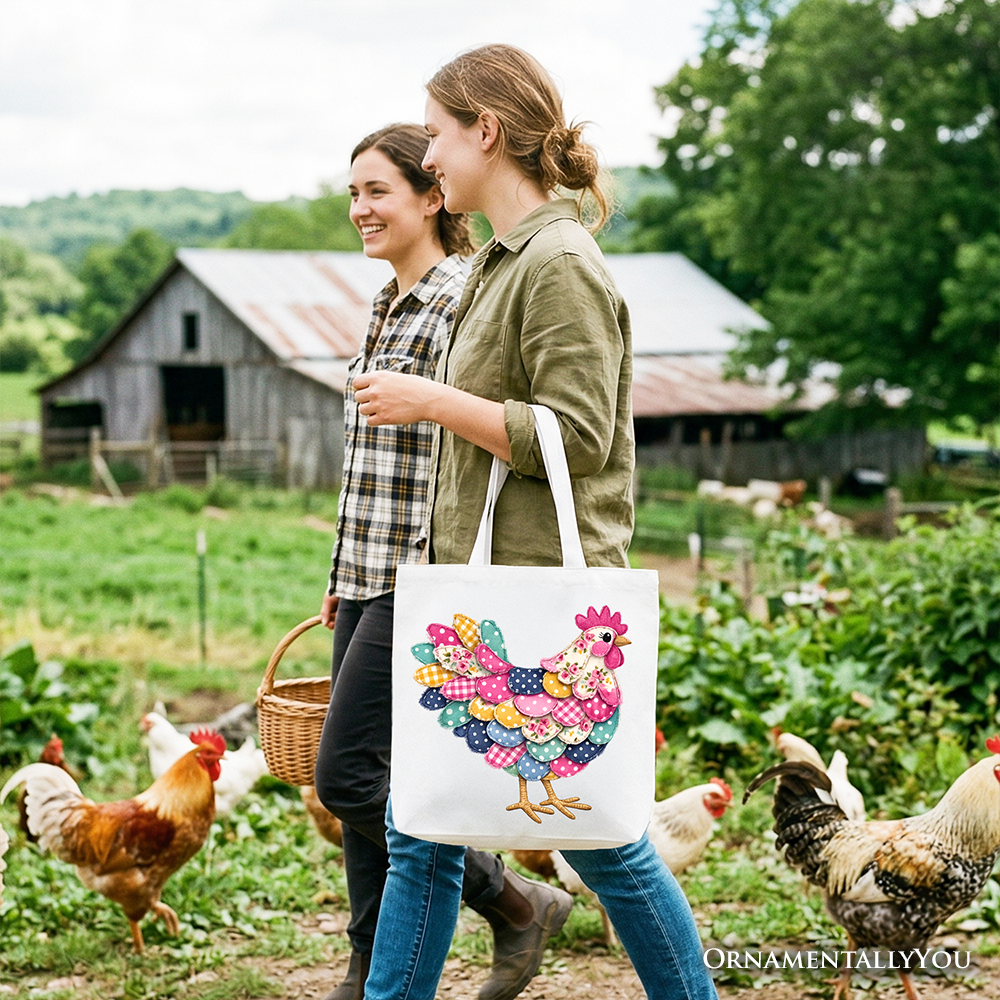 Coquette Floral Chicken and Canvas Tote Bag
