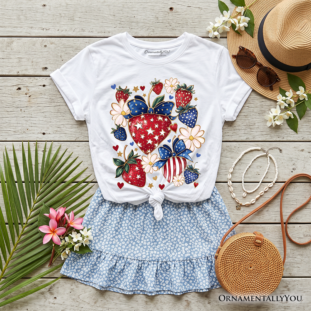 Kids Patriotic Strawberry Patch Tee and Gift