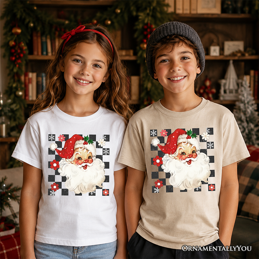Kids Checkered Santa Claus and Merry Vintage Tee