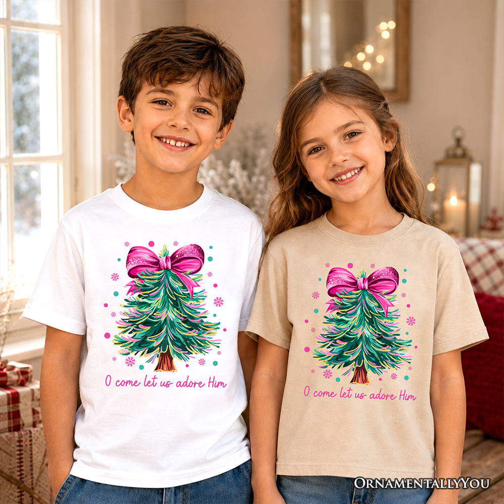 Kids Glitter Christmas Tree and the Bow Tee