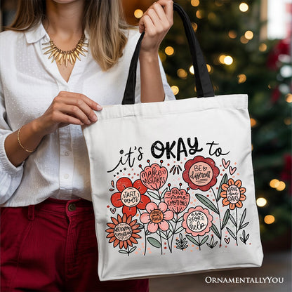 Boho Floral Affirmation Canvas Tote Bag and Gifts