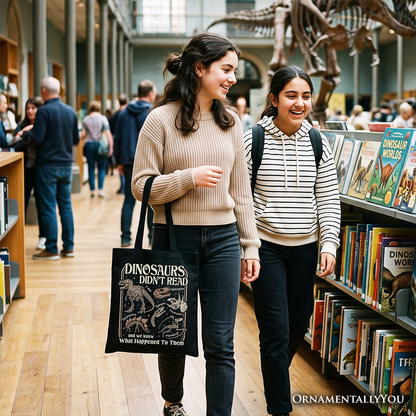 Dinosaur Tote Bag for Book Lover and Librarian