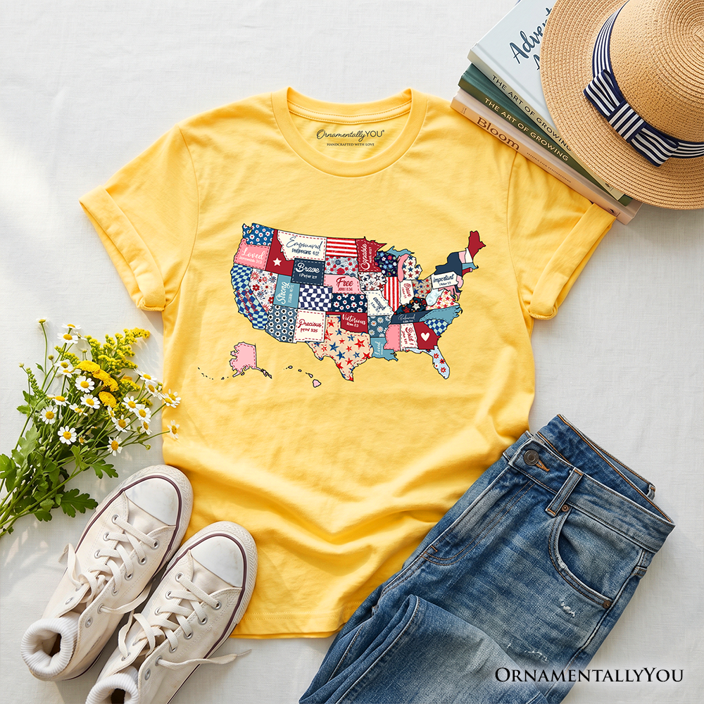 Kids Patriotic Patchwork USA T Shirt For Youth