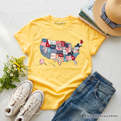 Kids Patriotic Patchwork USA T Shirt For Youth