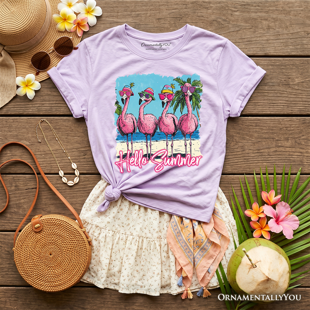 Soft Cotton Tee for Kids Flamingo Summer Beach