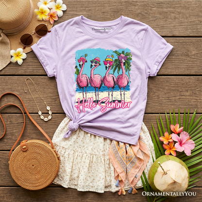 Soft Cotton Tee for Kids Flamingo Summer Beach