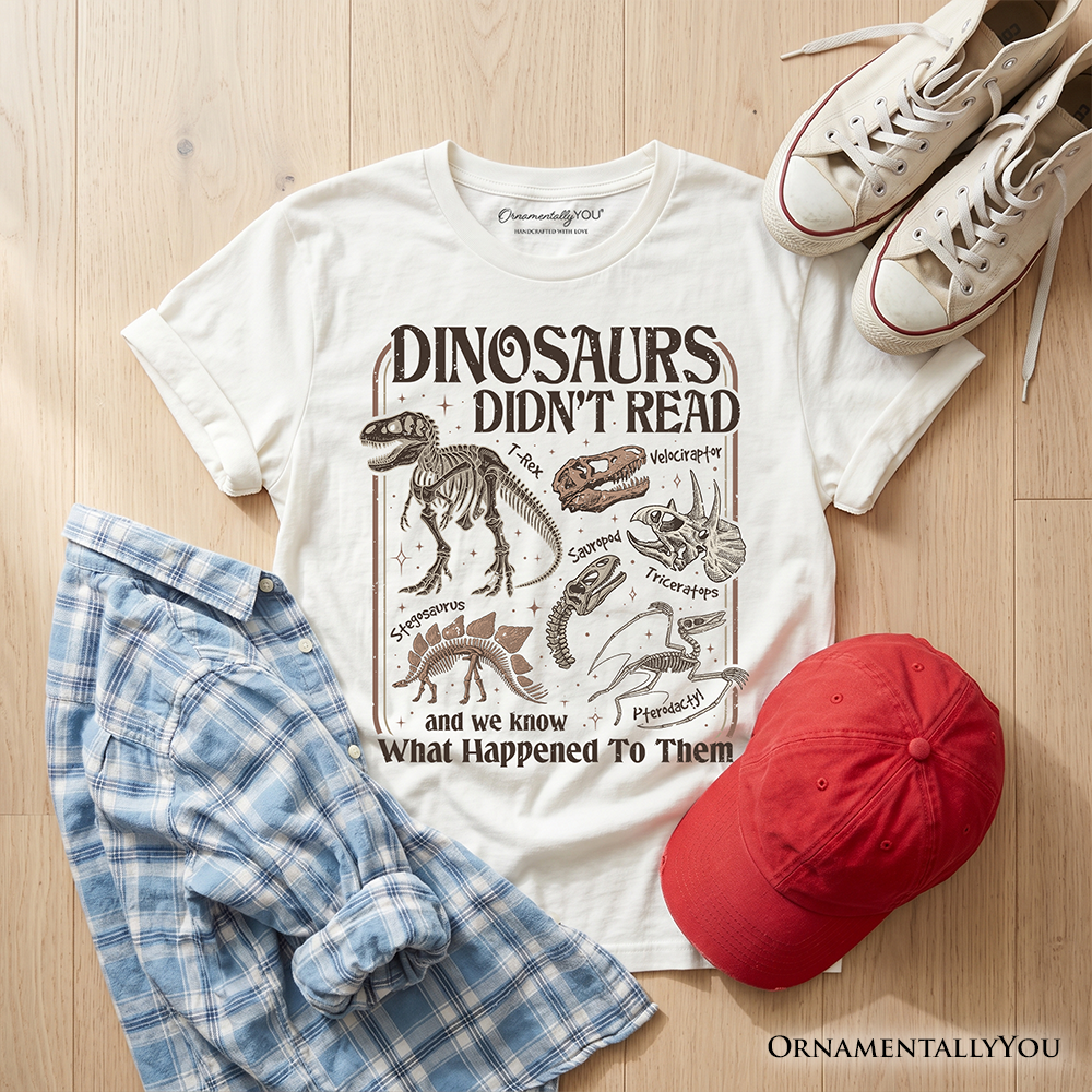 Funny Kids Dinosaur Did Not Read the Book Tee