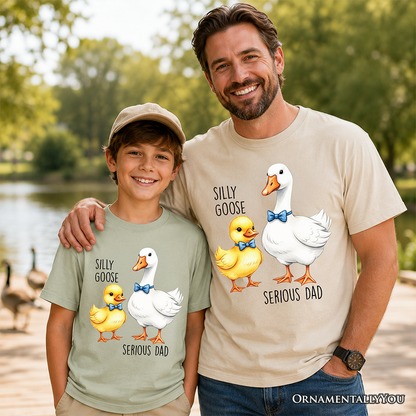 Cute Kids Silly Goose and Serious Dad Tie Shirt