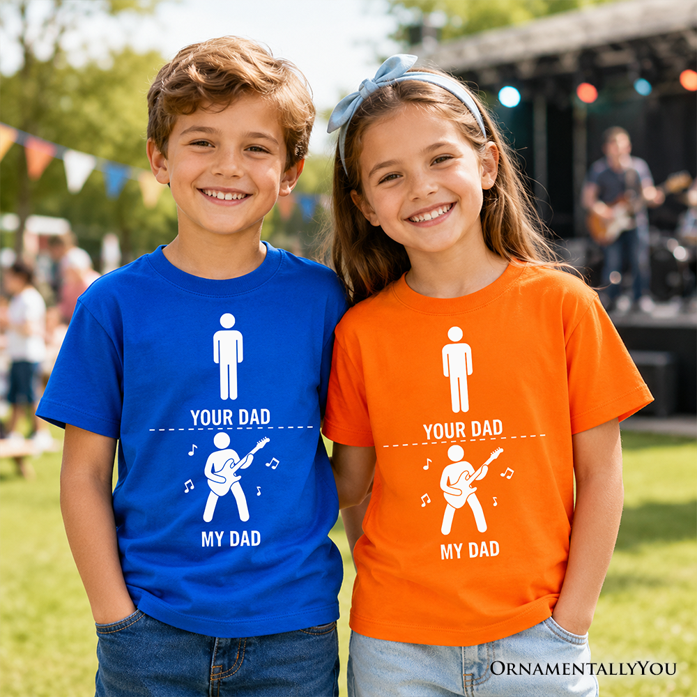 Official Kids vs Cool Dad Bass Guitar Rock Tee