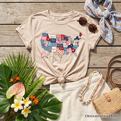 Kids Patriotic Patchwork USA T Shirt For Youth