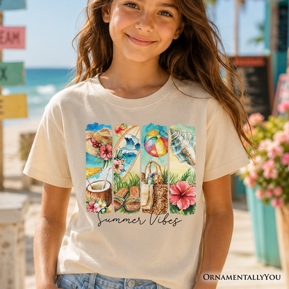Kids Summer Beach Cotton Tee And Coconut Flowers