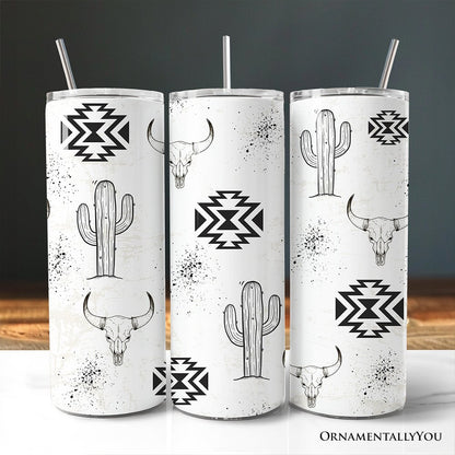 Aztec Tribal Art 20oz Personalized Tumbler With Lid and Stainless Steel Straw, Western Desert Gift Cup